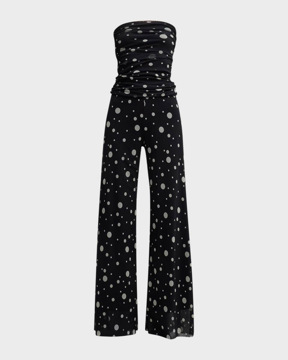 Strapless Polka-Dot Tulle Jumpsuit